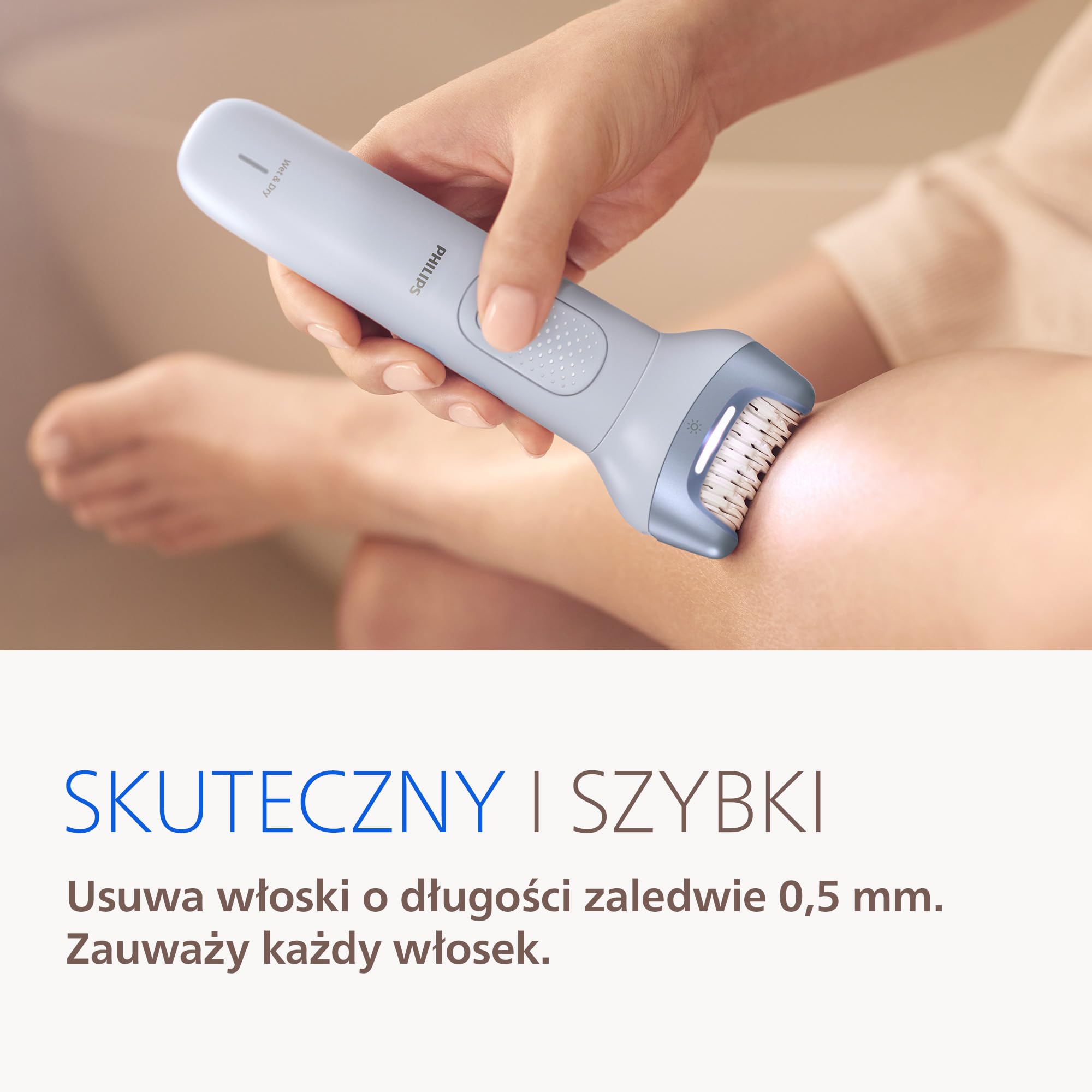 Philips Depilator z serii 8000 – bezprzewodowy depilator do użytku na mokro i na sucho, technologia ProGuide, 5 akcesoriów w zestawie, czas pracy do 60 minut, model BRE709/00
