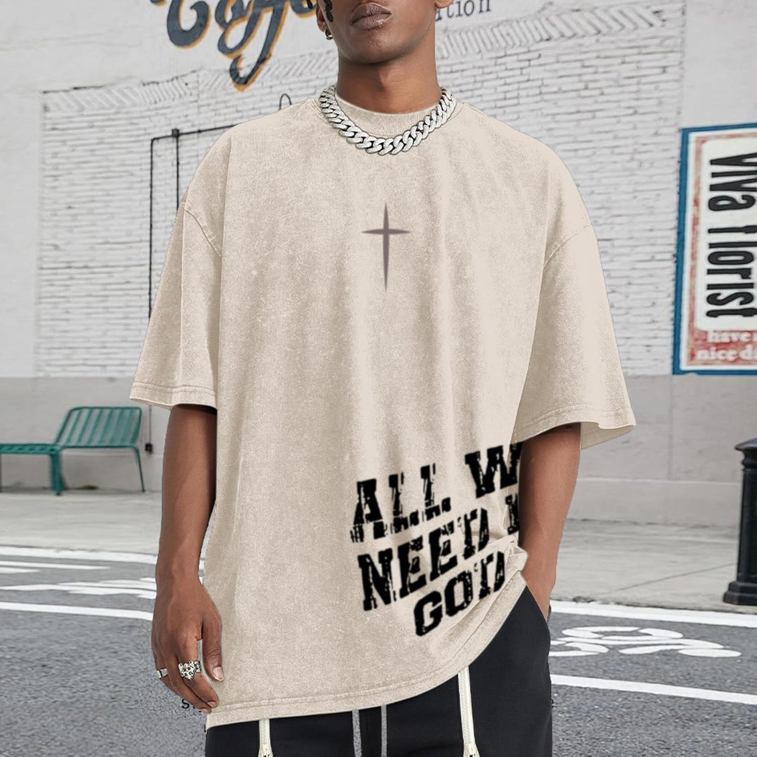 Christian Shirts for Men Inspirational God Faith Jesus Tshirts Oversized Vintage Cross Graphic Tees Acid Wash Tops - Image 4