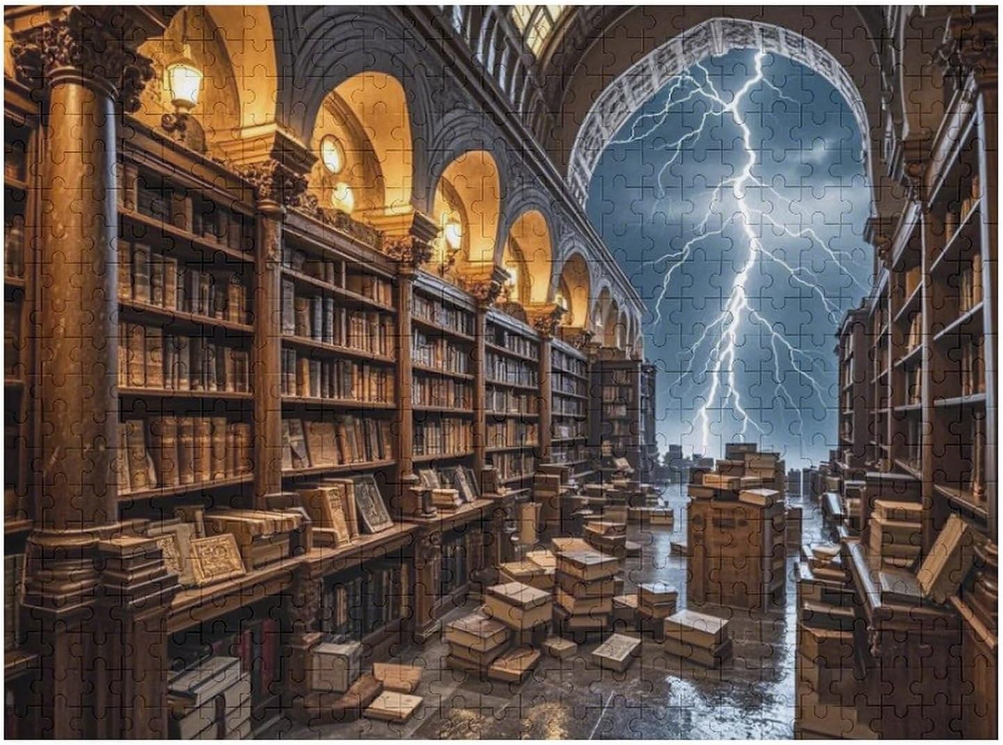 Lighthouse in A Storm Wooden Puzzle, 1000 Pieces Jigsaw, Lighthouse and Dark Clouds, Mindful Puzzle Challenge