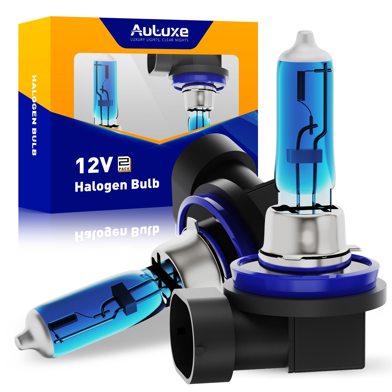 H11/H8/H9 Halogen Headlight/Fog Light 12V 100W White 5000K High/Low Beam Super Bright, 2 pack