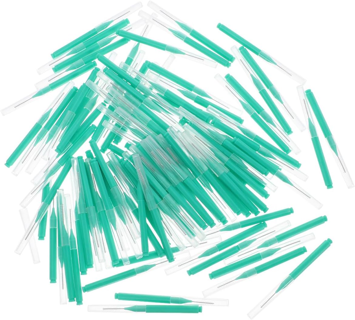 200pcs Green Interdental Toothbrushes with Soft Bristles Plastic Teeth Picks for Oral Care and Braces Cleaning Dental Flossers for Gum Health and Plaque Removal
