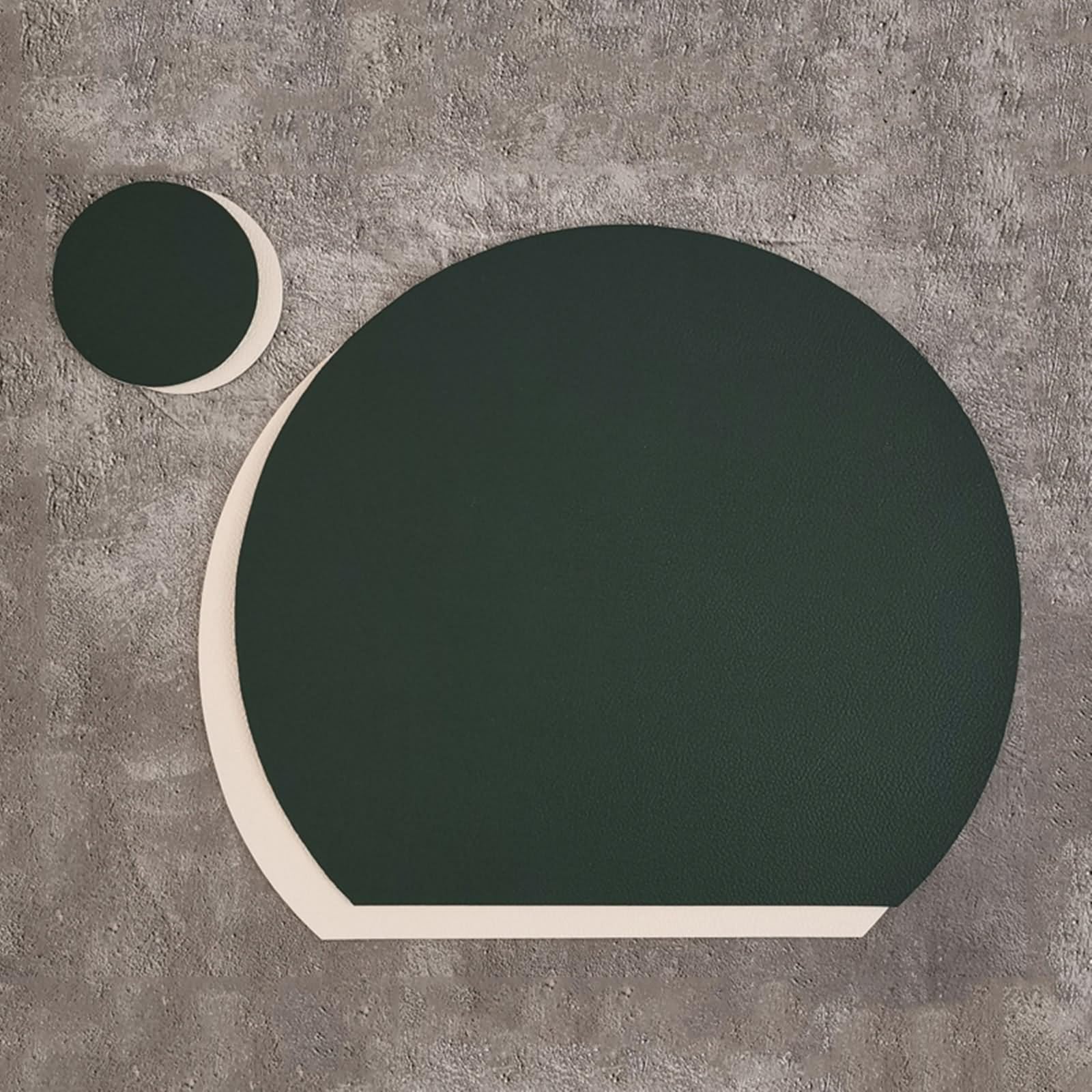 Juego de 6 salvamanteles elegantes y refinados, manteles individuales americanos de piel sintética 33 x 38 cm reversible bicolor liso verde oscuro beige blanco