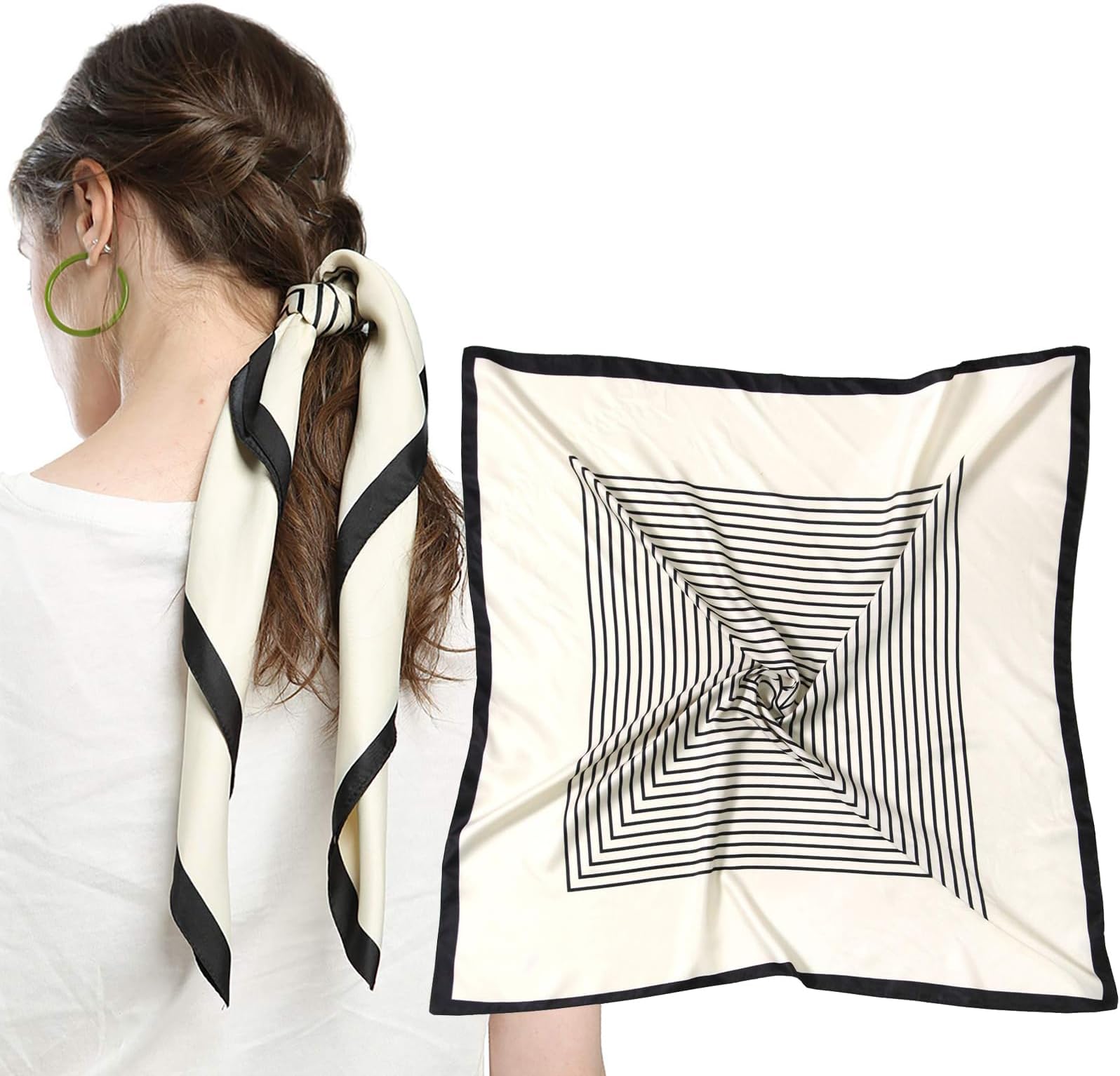 MEANBEAUTY Head Scarf for Women Square Hair Scarves Like Satin Silk 27.5"