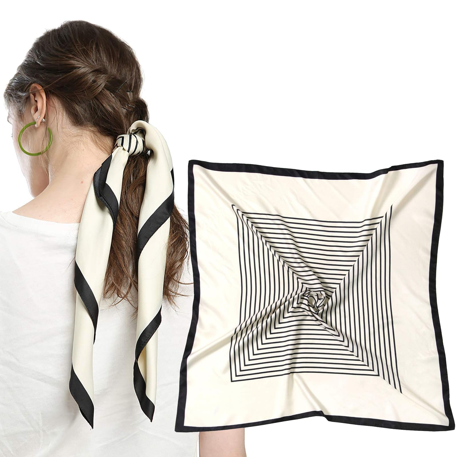 MEANBEAUTY Square Silk Like Head Scarf for Women Satin Bandana Head Scarves Neck Scarfs 27.5 Inch