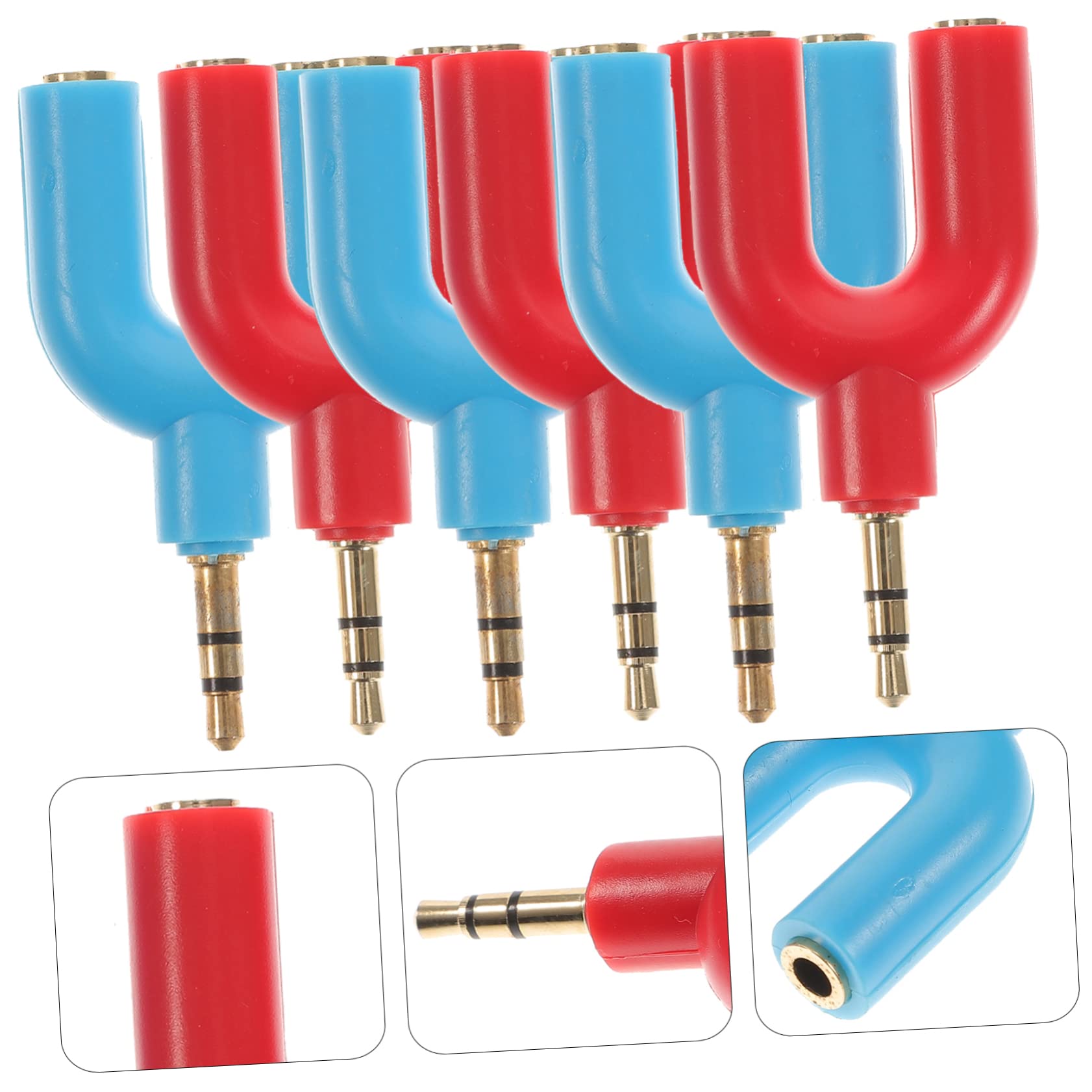 UKCOCO 30pezzi u Shape Adattatore Cuffie y Splitter Audio Audio Per Smartphone e Tablet Rosso Blu