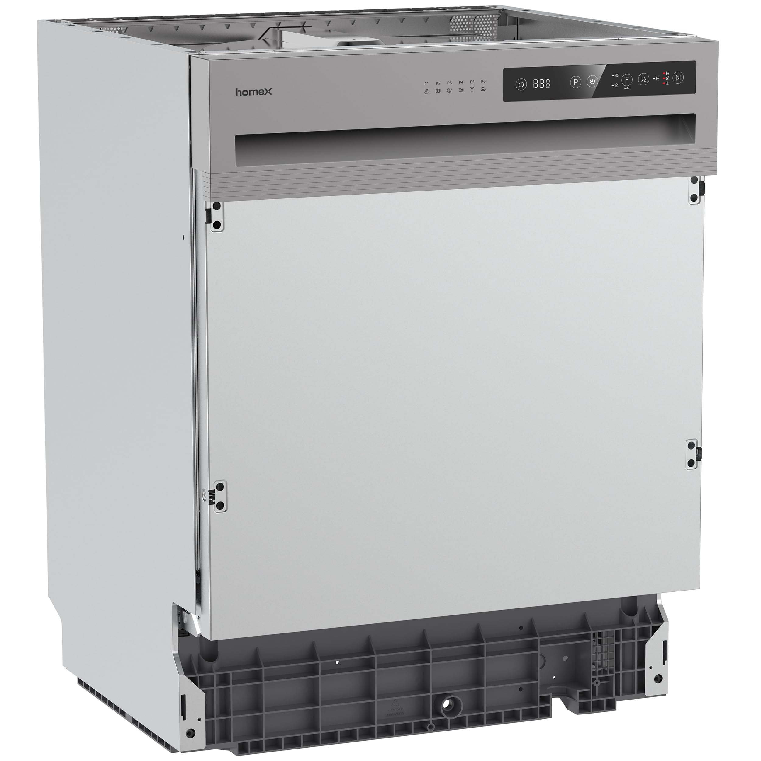 homeX DWSI601449E Geschirrspüler 60 cm teilintegrierbar 14 Maßgedecke 6 Programme AquaStop 49 dB Touch Control Einbaugeschirrspüler