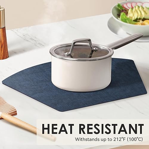 Miniatura 3 de Juego de 6 manteles individuales para mesa redonda, de piel sintética, con forma de cuña, resistentes al calor, lavables, para comedor al aire libre