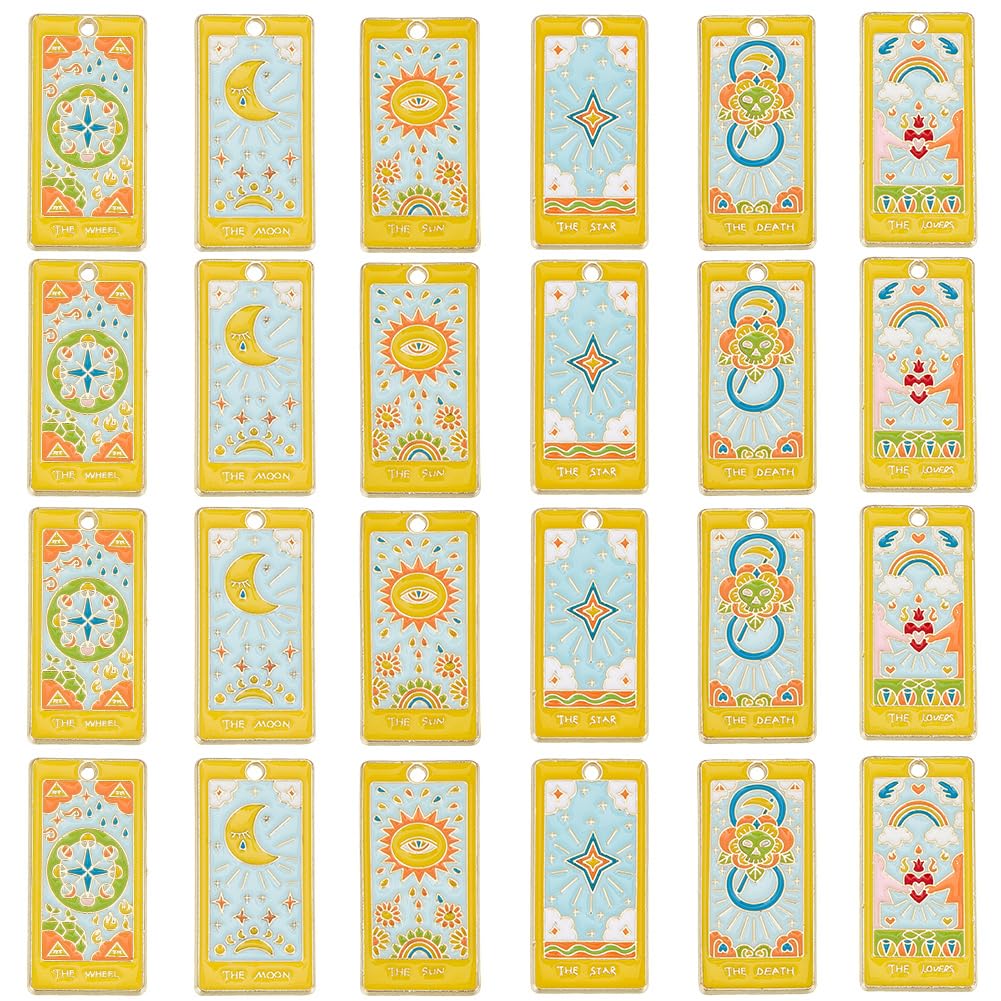 Breloques de Tarot en émail rectangle jaune doré SUNNYCLUE pour création de bijoux - 2