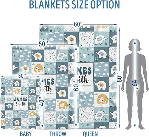 Miniatura 5 de Mantas de bebé personalizadas para niños, manta de bebé de elefante, manta de elefante bebé, manta de bebé personalizada, manta de bebé azul, mantas