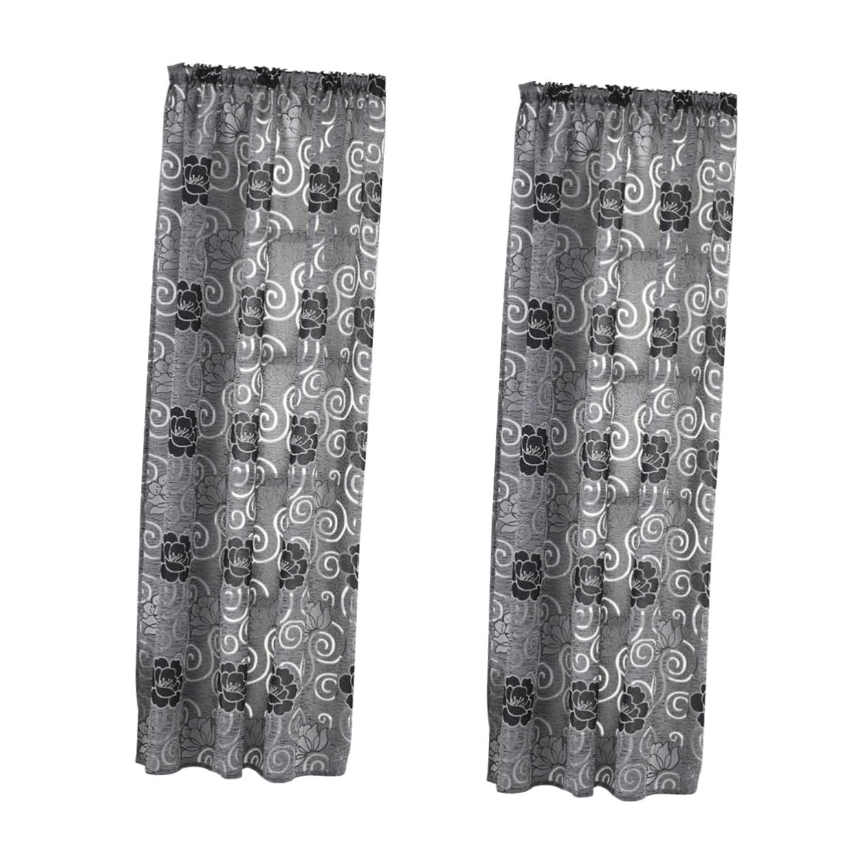 Cortina para decoración de dormitorio, visillo tulle doble color negro de 2 piezas