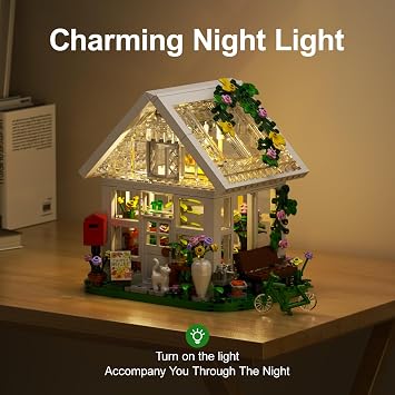 Girls Flower House Building Sets Compatible with Lego Friends Sets for Girls 8-12, Greenhouse Building Toys with LED Lights, Garden House Model, Christmas Holiday for Friends Kids Adults (484pcs)