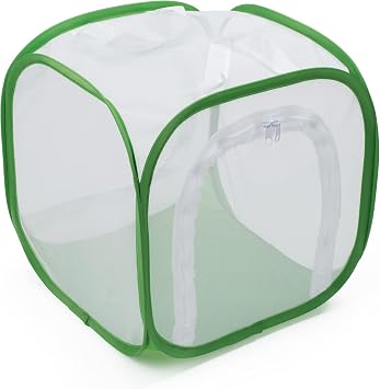 Two Doors Monarch Butterfly Habitat, Insect Mesh Cage, Caterpillar Enclosure Terrarium Pop-up (12 X 12 X 12 Inches)