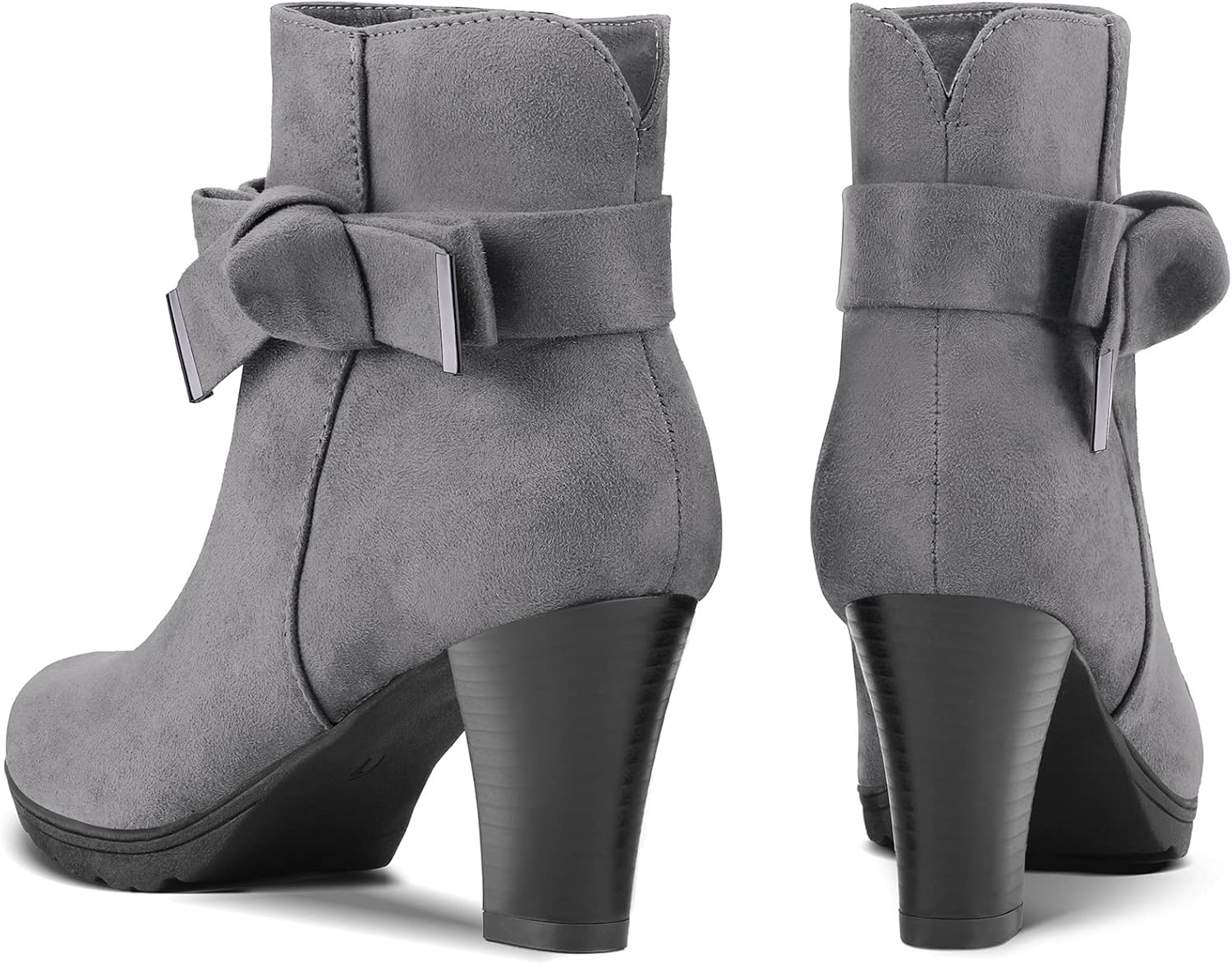 mysoft Women's Booties with Heel, Chunky Stacked Heel Zipper Ankle Boots for Ladies - Image 6