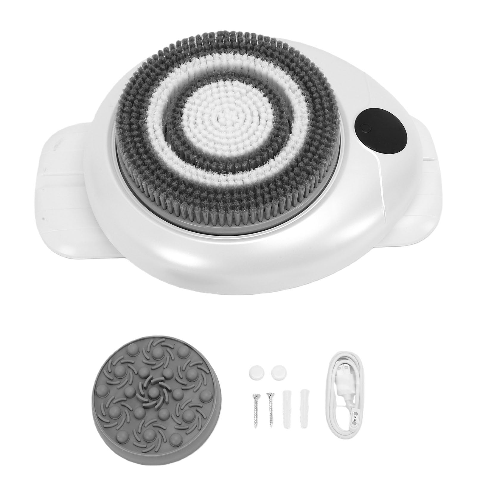 Jectse Lavapavimenti Elettrico per Schiena per Doccia, Spazzola Automatica per Corpo con Rotazione a 360°, Lavapavimenti per Doccia a Parete Impermeabile IPX7, Spazzola Esfoliante Ricaricabile per