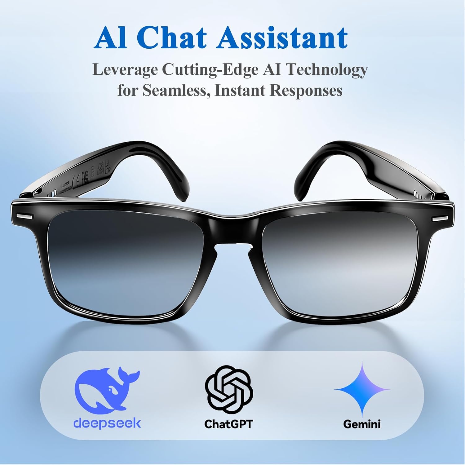 AI Smart Glasses for Men & Women – Bluetooth Glasses w/ 164 Languages Translation, Photochromic Lenses, Music & Hands-Free Calls, UV & Blue Light Protection for Sports Travel Driving Business