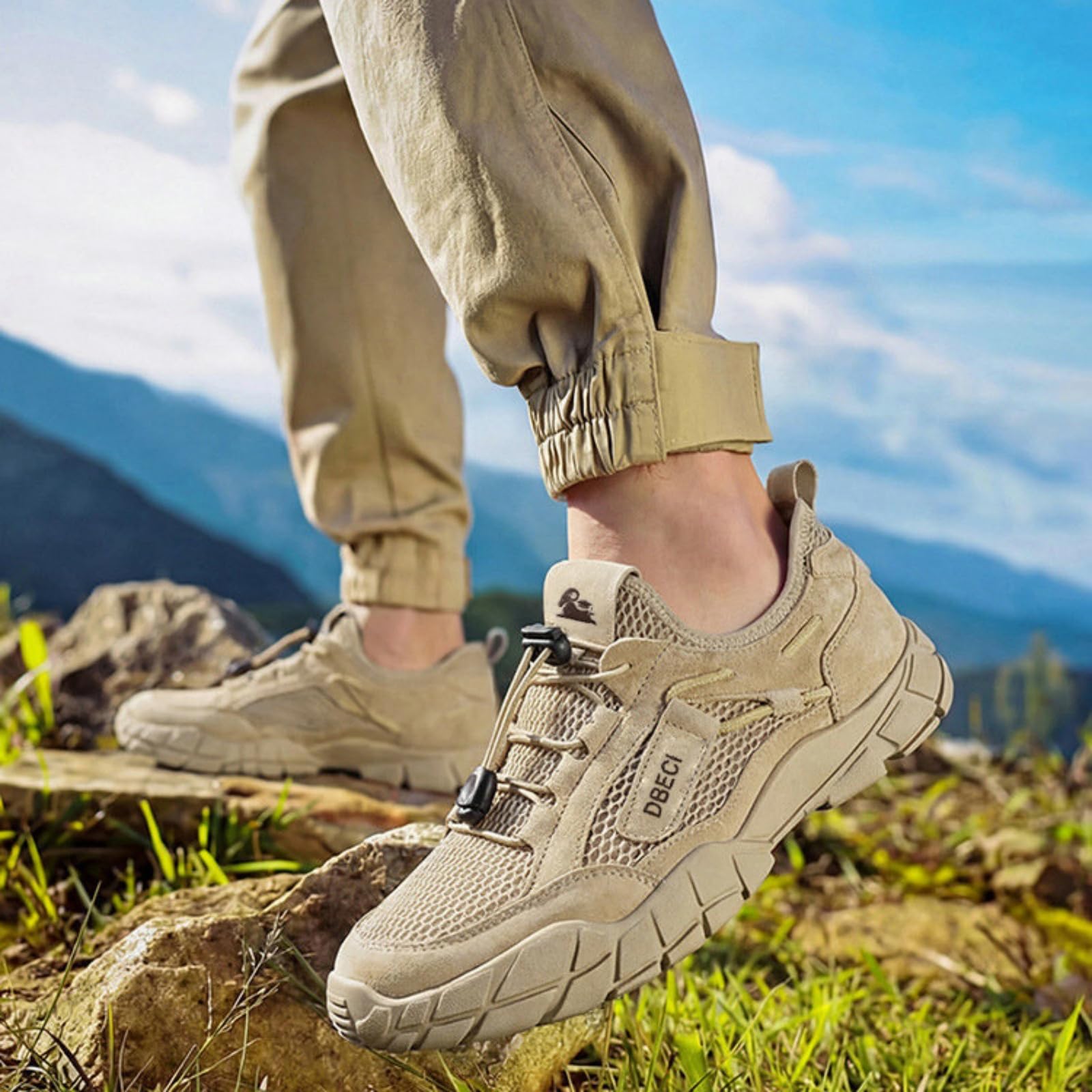 Męskie oddychające buty trekkingowe niskie codzienne chodzenia | Antypoślizgowe płaskie, Lekkie wygodne, Sznurowane buty trekkingowe, na kemping i na świeżym powietrzu