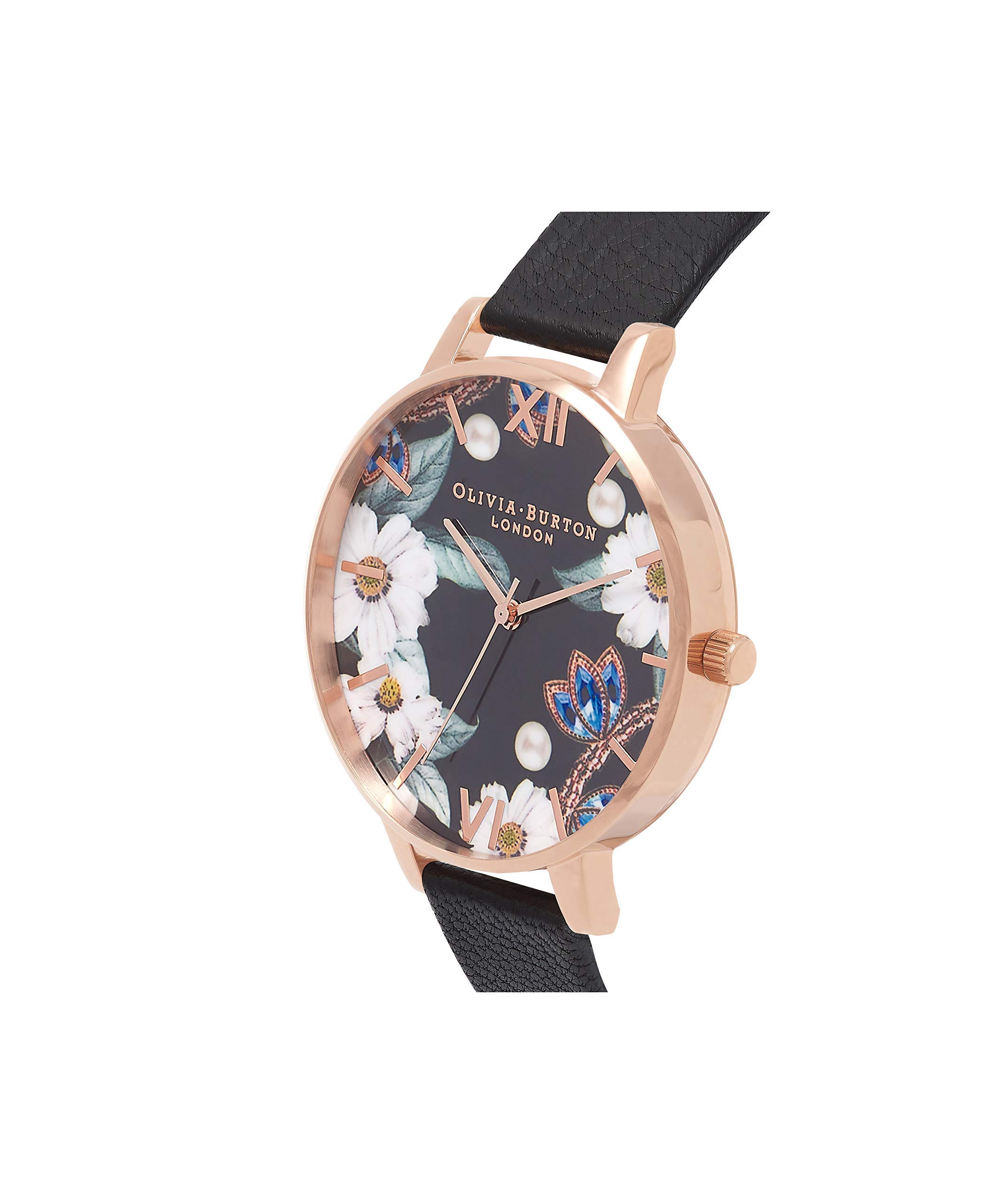 Image secondaire de Montre Olivia Burton Bejewelled Florals Femme - Cuir Noir et Cadran Scintillant