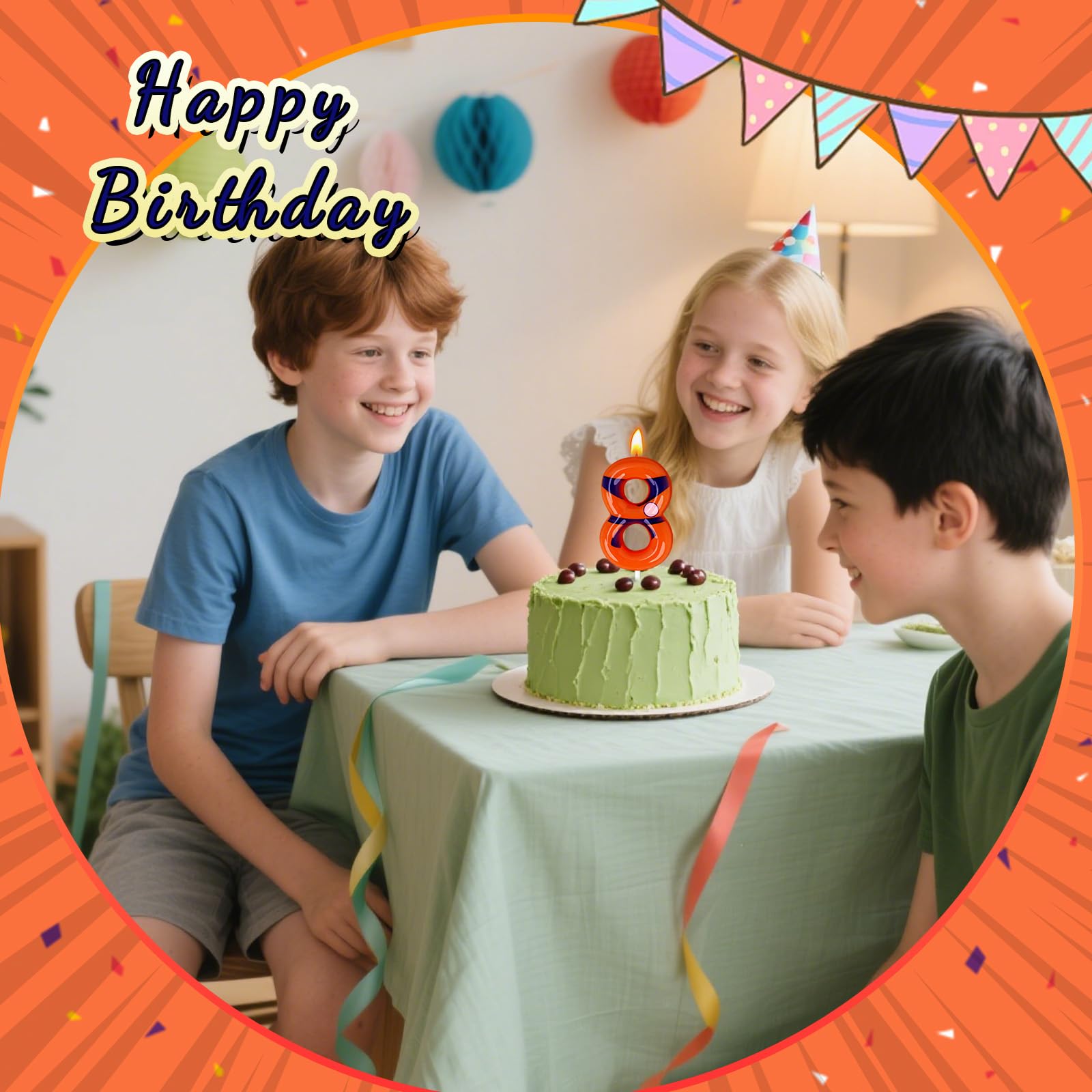 Velas de cumpleaños naranja de anime, velas de números para fiesta de cumpleaños, suministros de decoración de pasteles (naranja, número 10)