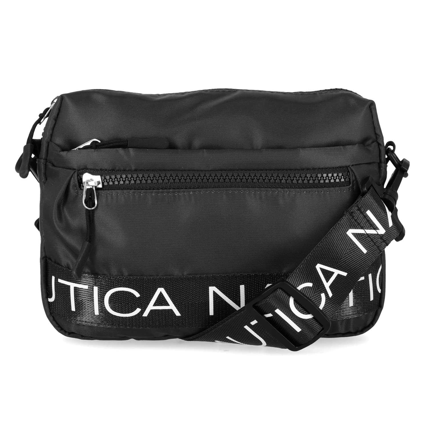 Nautica Women's Nylon Bean Crossbody/Belt Bag with Adjustable Shoulder Strap, Black, One Size