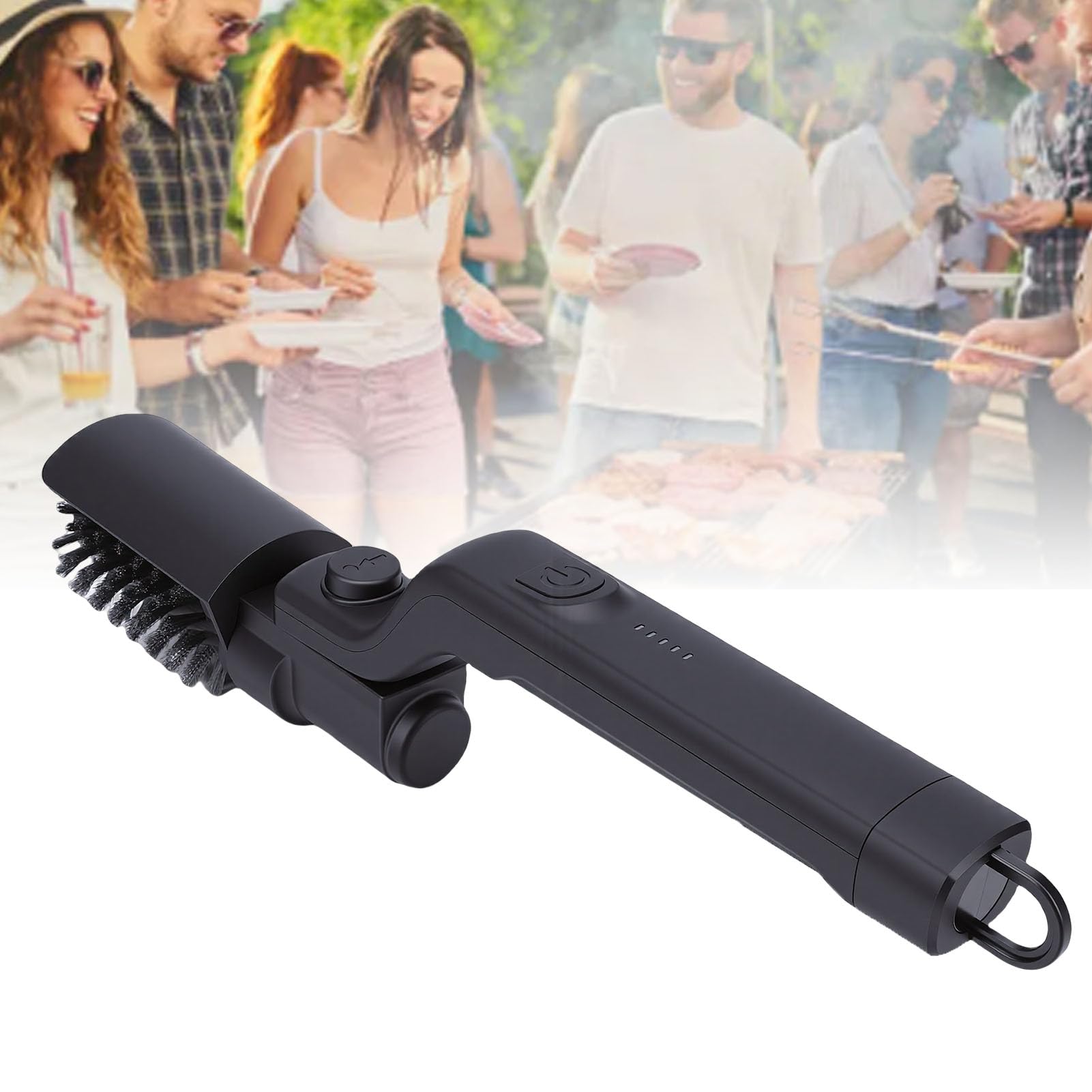 RIZGHWOY Elektrische Grillbürste, Wiederaufladbare Kabellose Grill-Reinigungsbürste mit 2600-mAh-Akku und Stabilem Bürstenkopf, für Camping Im Freien und Alle Arten von Grills