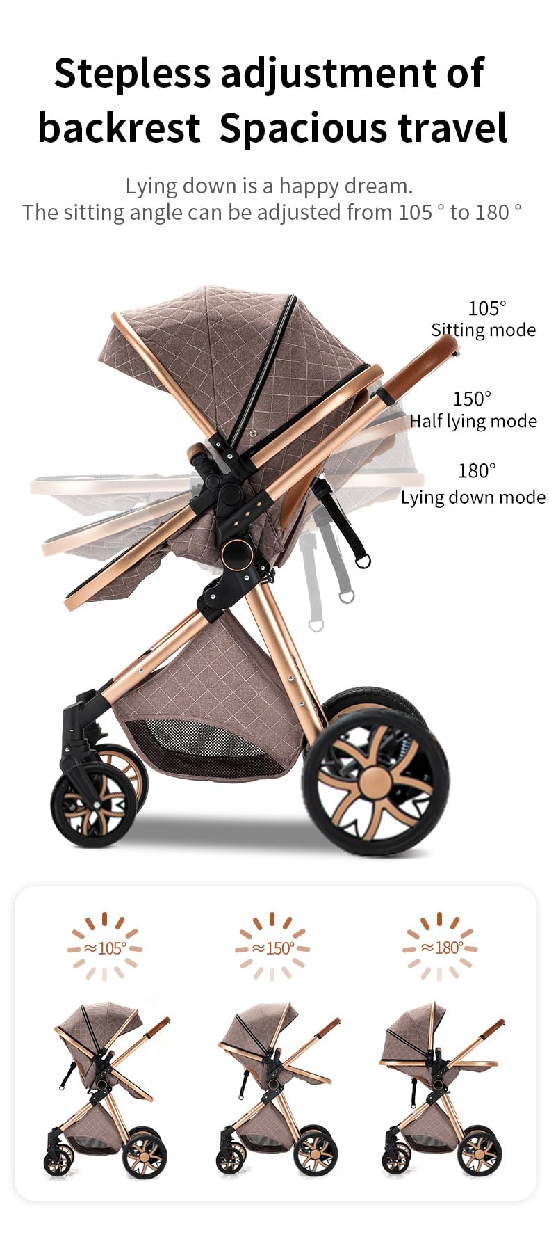 ALYIKOU trio passeggino neonati in offerta fino 25 kg,Carrozzina reversibile fronte mamma e strada, Pieghevole，Con borsa mamma, portabicchieri, copertura antipioggia