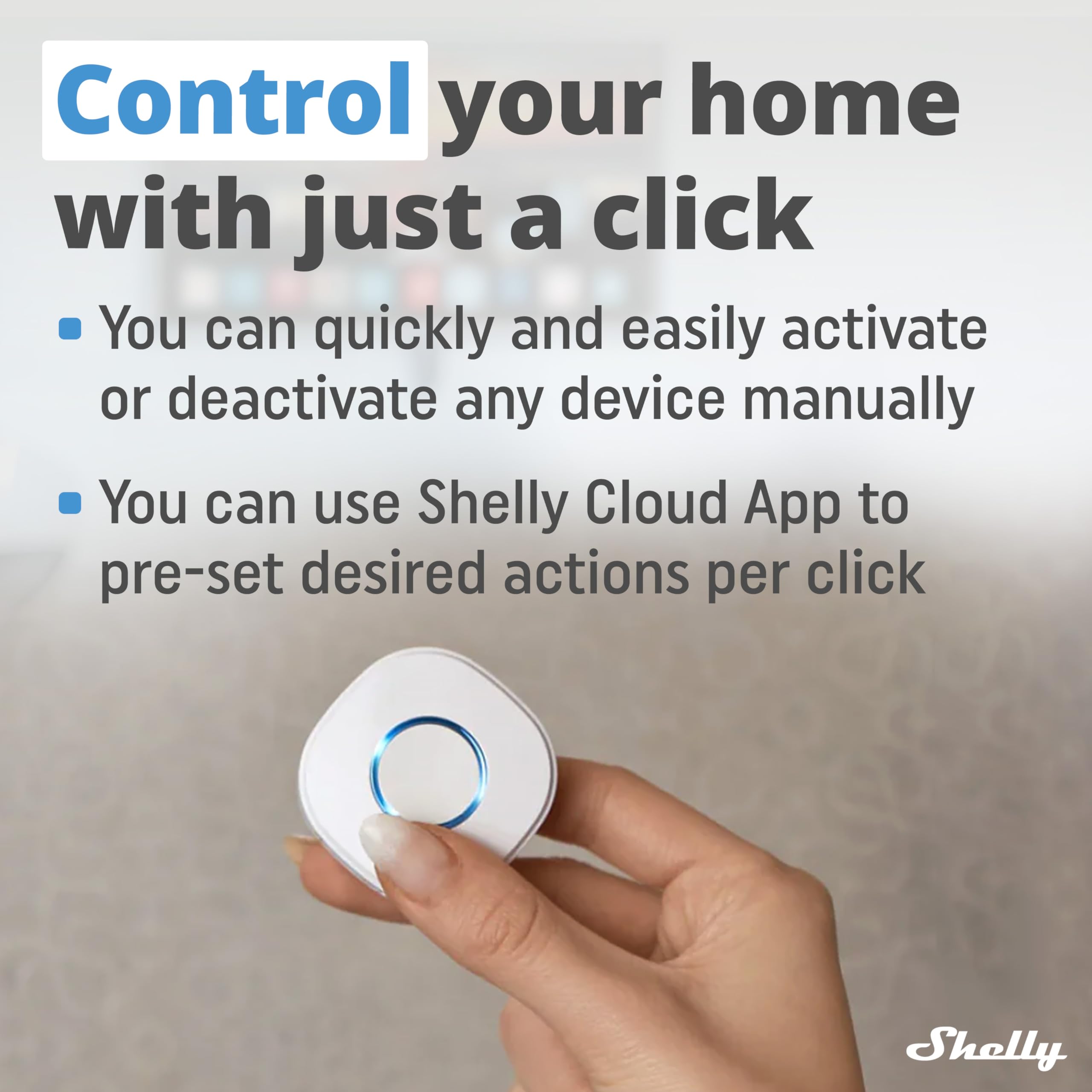 Shelly Button 1 x WiFi cihazı, çok yönlü, şarj edilebilir lityum pil, otomasyon oluşturmak için, Ama