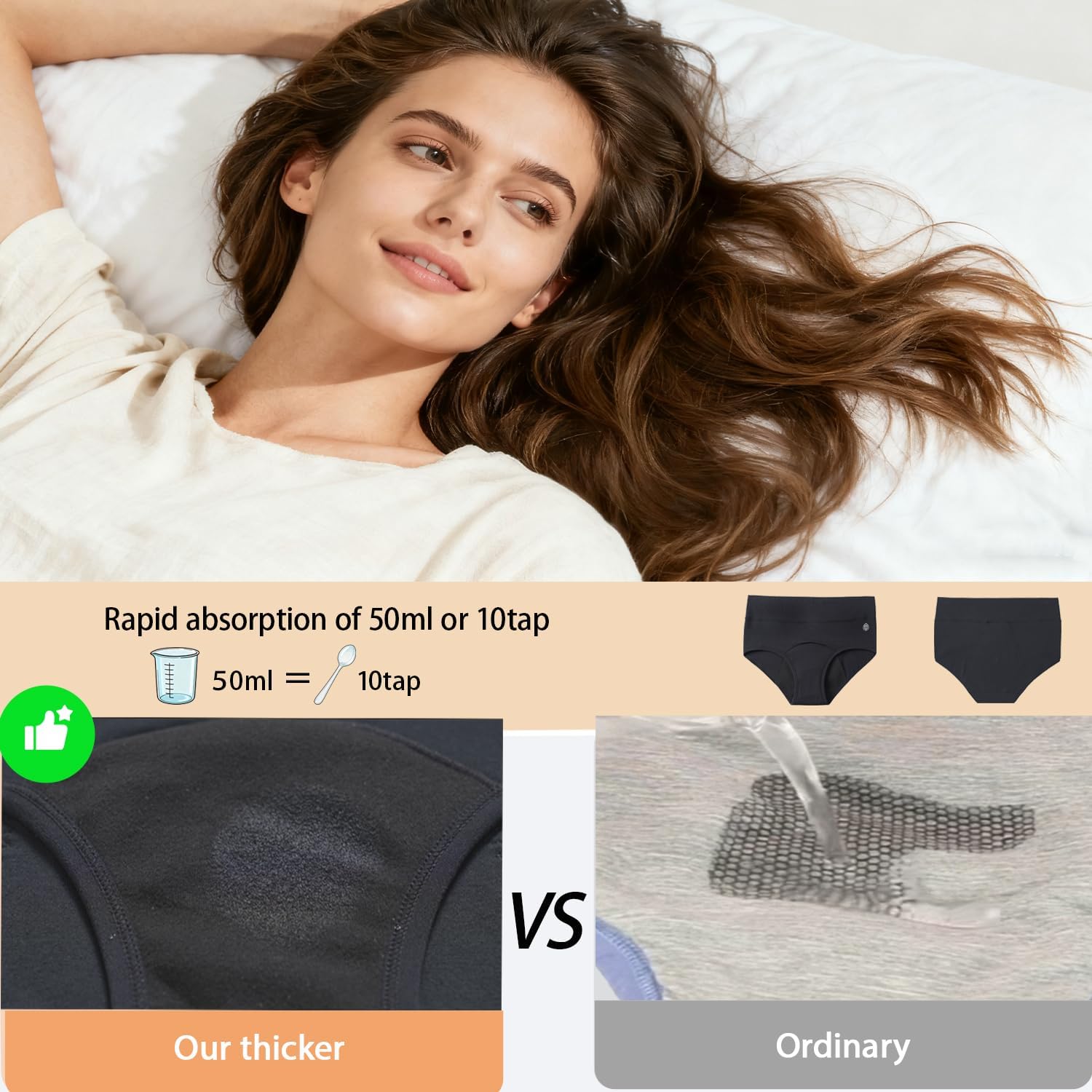 Washable Period Underwear for Women High Waist, Period Panties for Incontinence Women, Leakproof Menstrual Panties Cotton, Postpartum Underwear, 3Pack, X-Large - Image 7