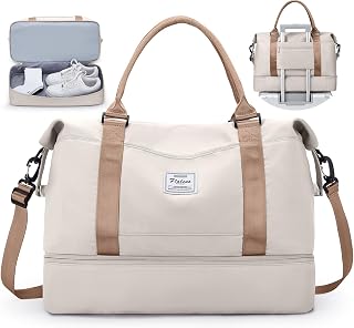 HYC00 Travel Duffel Bag with Shoe Compartment, Weekender Carry-On Personal Item