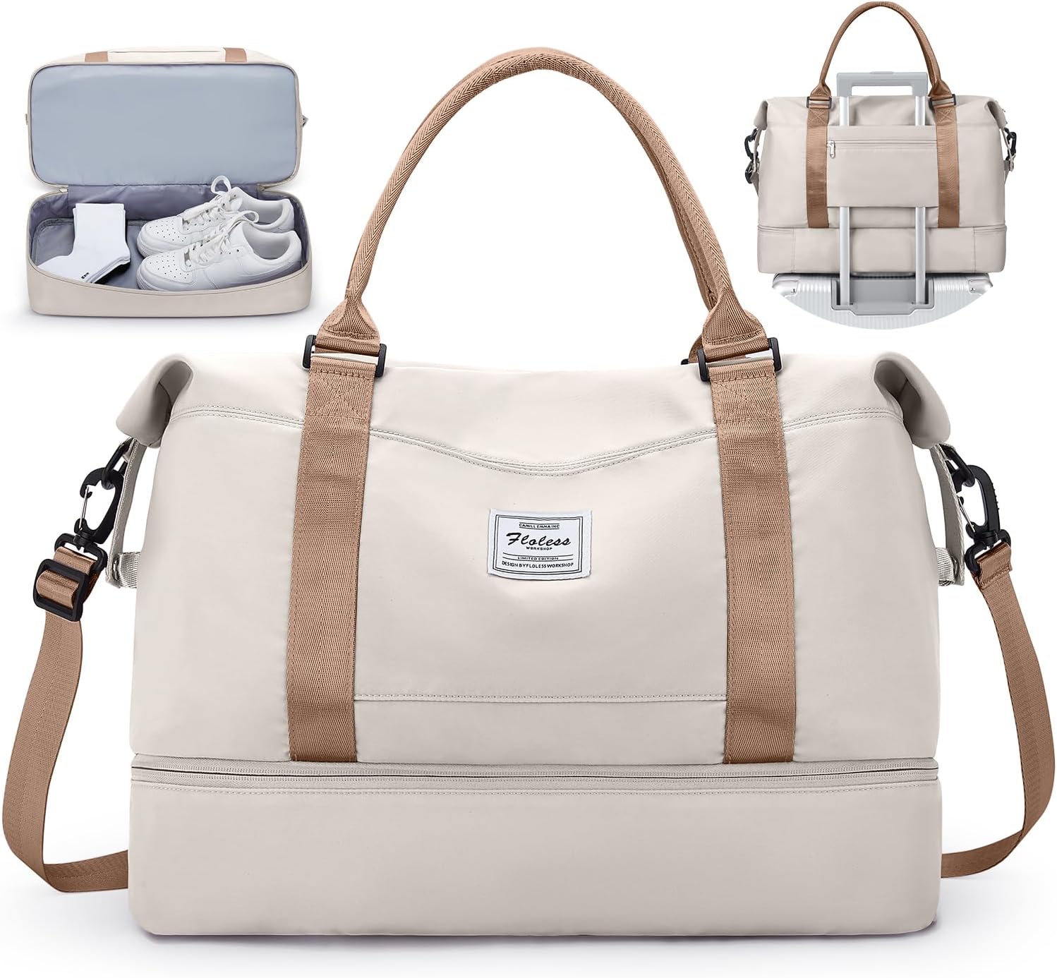 Travel Duffel Bag with Shoes Compartment, Overnight Weekender Bags for Women,Carry on Personal Item Bag
