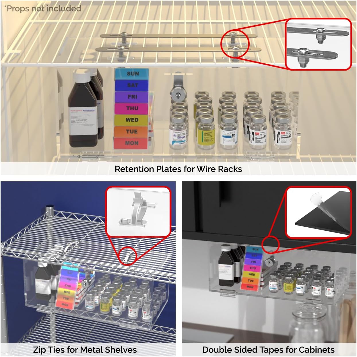 Marketing Holders Refrigerator Locking Medical Box Lock with Keys 12" x 6" x 4.25" for Medical Storage of Insulin Vaccine or Other Medications Patient Security Hang on Wire Shelving