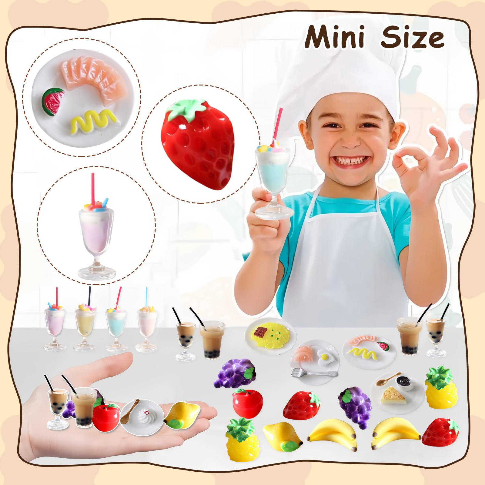 25 Stück Miniatur-Essen Aus Harz – Puppenhaus-Zubehör Für Küche, Teeparty & Deko (bunt)