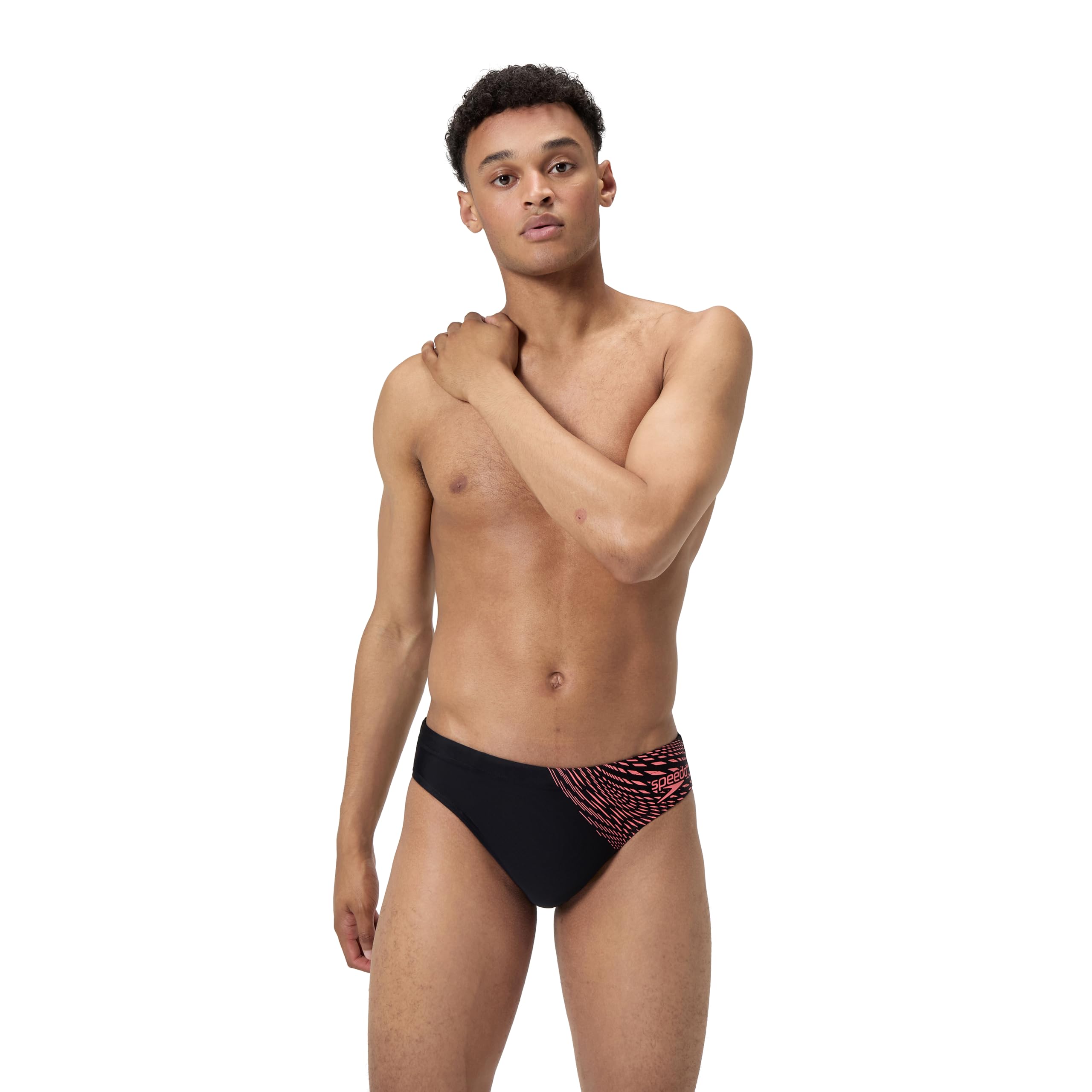 Speedo Herren-Badehose mit Medley-Logo, 7 cm, Schwarz und Korallenrot