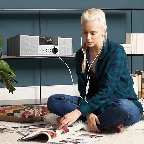 Miniatura 8 de Sistema nostálgico de micro estantes de 40 W RMS con reproductor de CD, Bluetooth, reproducción USB, radio FM, entrada AUX, sonido nítido de música