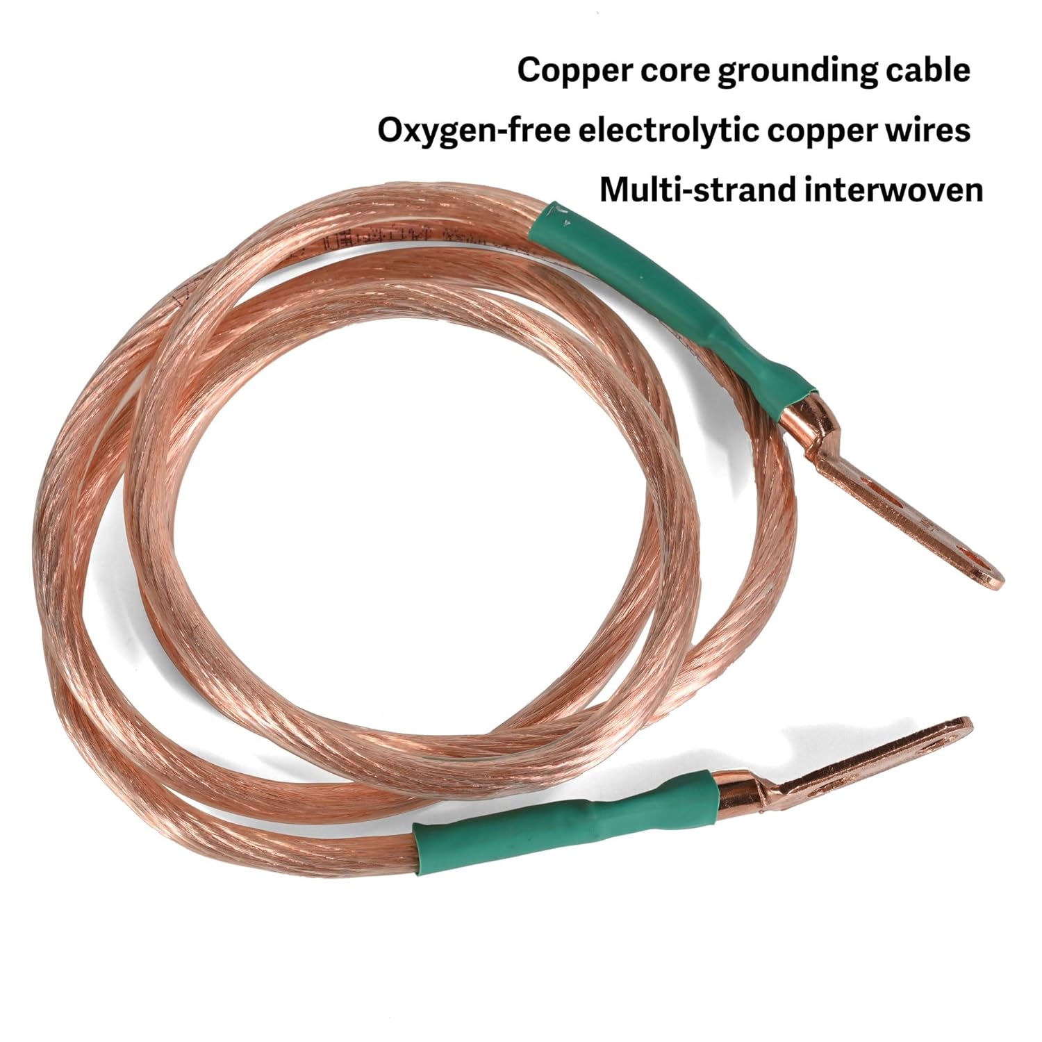 5 Feet AWG 5 Long Flexible Grounding Copper Wire with M8 Copper Ring Terminals