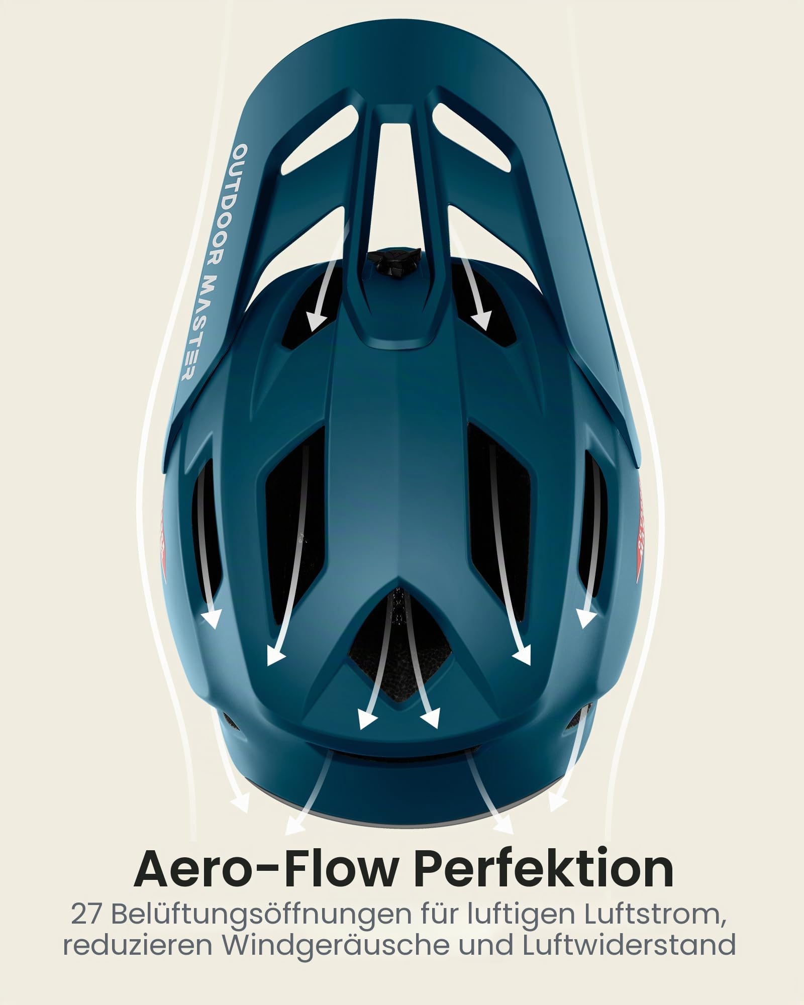 OutdoorMaster Full Face Mountainbike-Helm für Männer & Frauen-Zwei abnehmbare Kinnpolster Mountainbike-Helm, Belüftung Leichtgewicht Racing Downhill DH BMX MTB-Helm