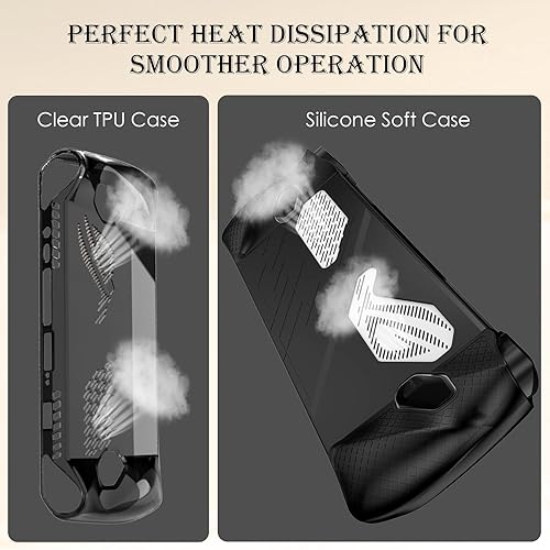 Miniatura 5 de IUHOZI 2 Pack TPU Transparent Case and Silicone Case for ASUS ROG Ally Handheld, ROG Ally Accessories Protective Cover and Joystick Protector