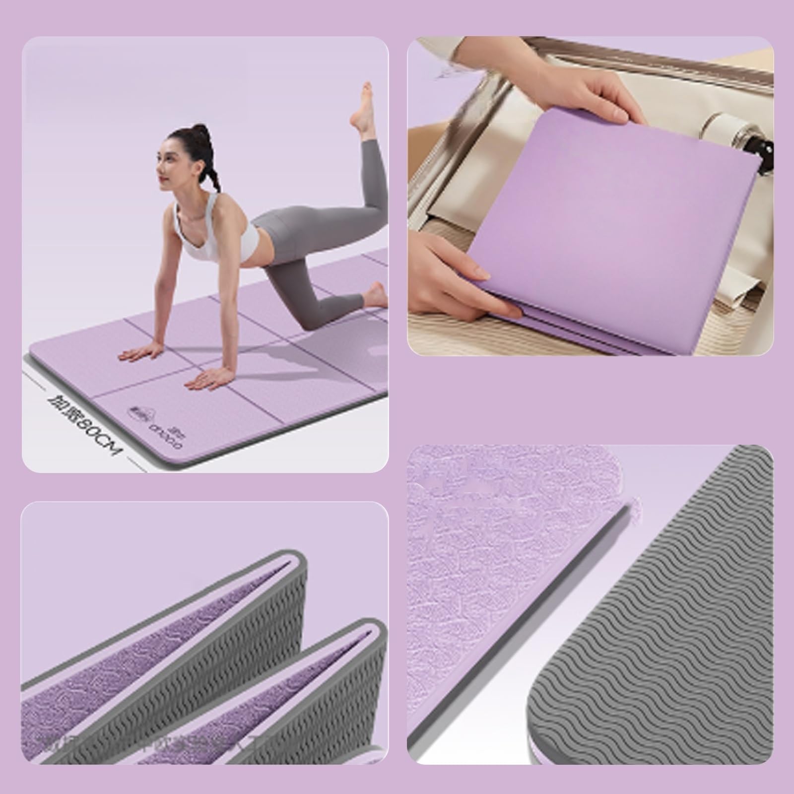 Faltbare Yogamatte, Rutschfest Premium Trainingsmatte,Ultra Haltbar Gymnastikmatte,8mm Tragbare Fitnessmatte,füR Fitnessstudio Zuhause Outdoor Picknick,mit Aufbewahrungstasche