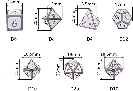 HEIMDALLR Metal D&D Dice Set 7 pcs - Dice Box & Velvet Dice Bag; Metal DND Dice Set D&D (Dungeons and Dragons) w D20 - Blacksmith Craft Dice (Forge & Frost)