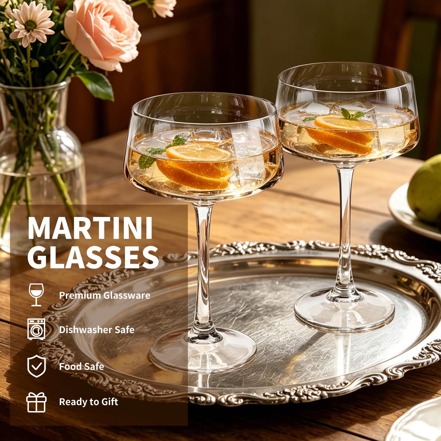 Set di 4 bicchieri da caffè espresso da 283,5 g, bicchieri da cocktail vintage per margarita, champagne e altro, include misurino e cucchiaio da bar