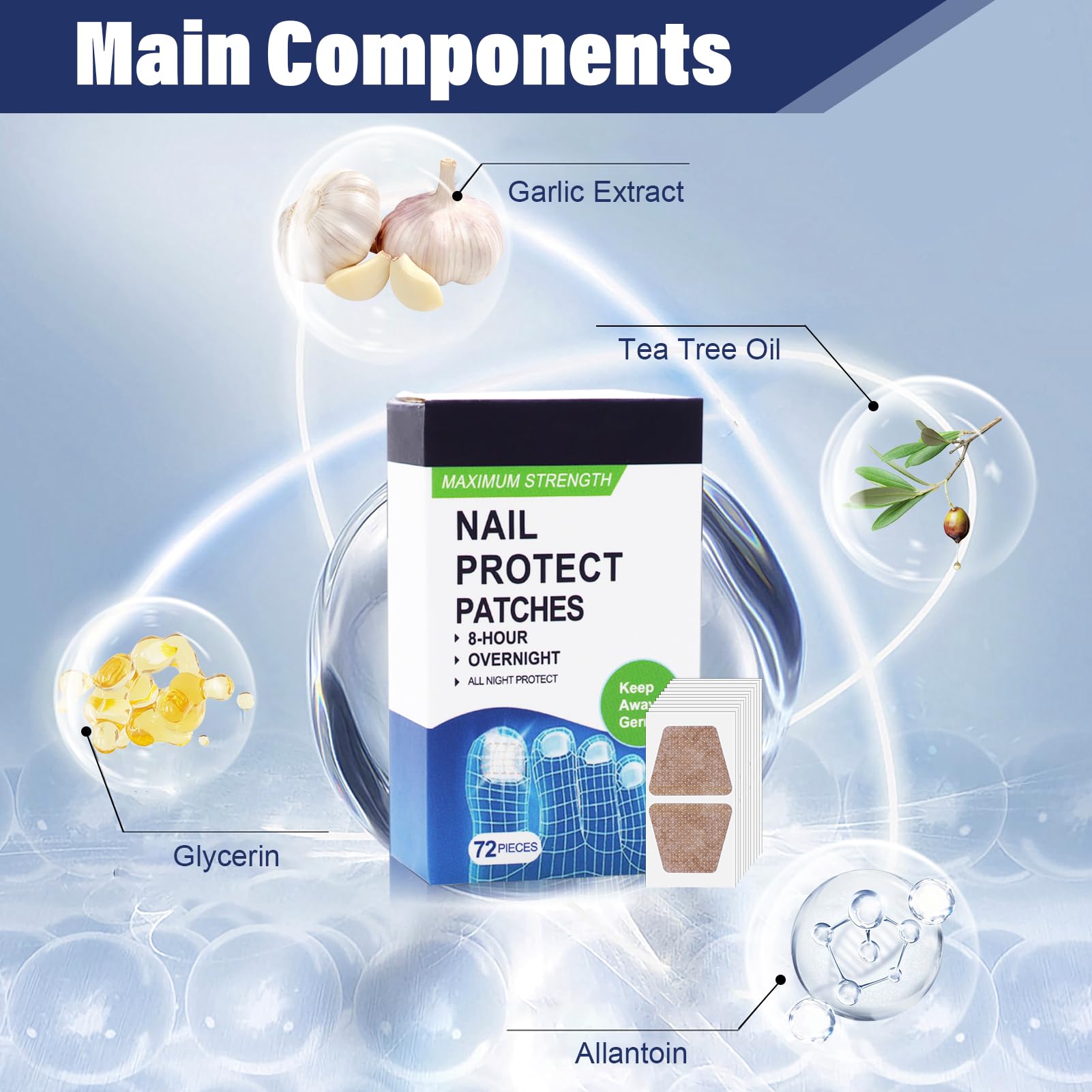 72PCS Fungal Nail Repair Patches Fungal Nail Treatment for Toenails Toenails Repair Patches Restores Multi-Purpose Nail Fungus Patches for Weak and Damaged Nails - Image 3