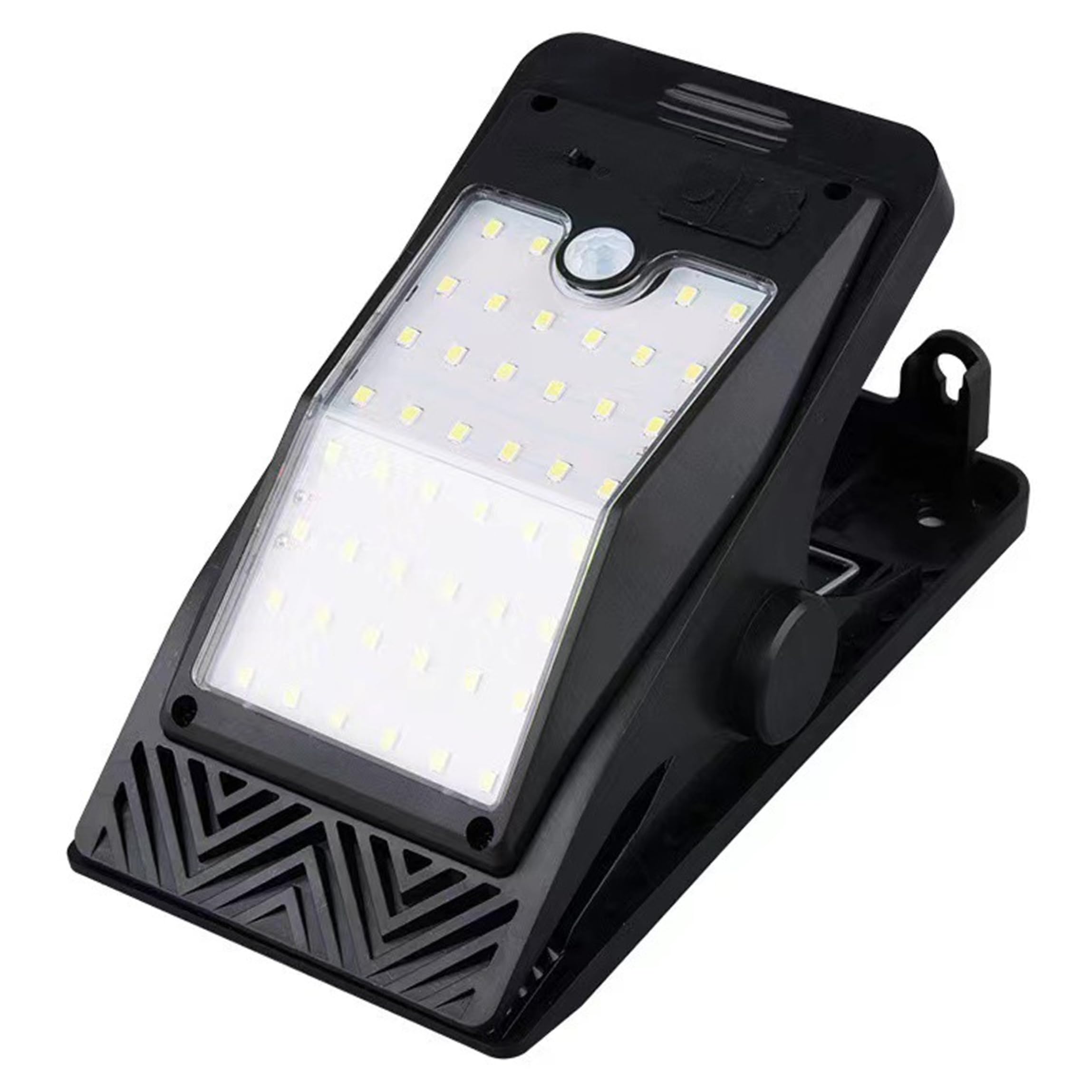 Gemuseeee Solar Clamp Lights Outdoor 46LED with Motion Sensor, Super Bright Clip Wall Light for Fence Patio Camping, Black