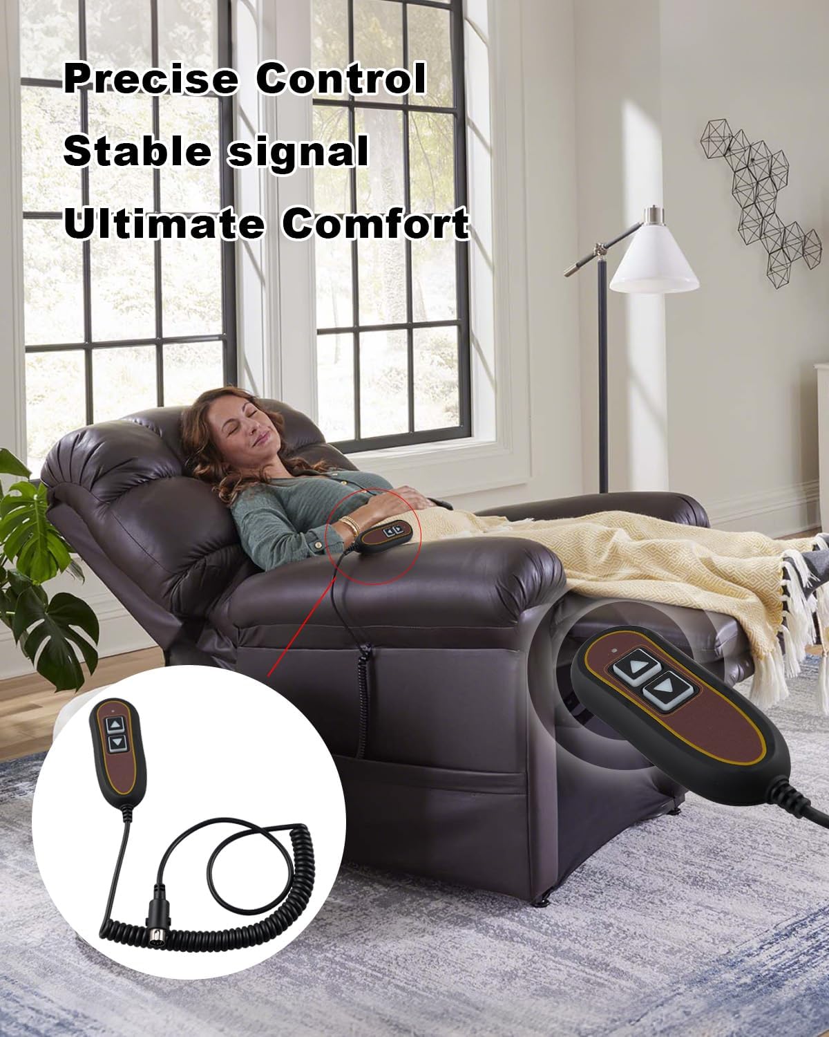 ZK1200-HC 2 Button 5 Pin Power Recliner Remote Fit for Golden Technologies Lift Chairs PR200 PR355 PR401 PR50, Hand Control Switch with USB and Backlight