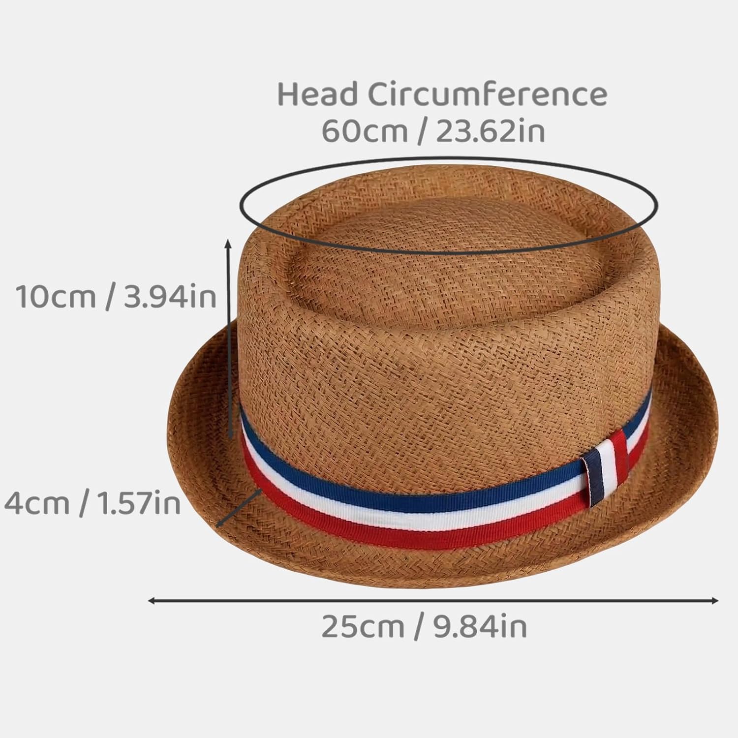 Evankin Straw Boater Hat with Stripes Band, Derby Hat for Men Women, Short Brim Sun Hat for Summer Beach Travel