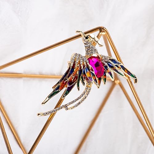 Vista 8 de Goture Phoenix - Broche de cristal esmaltado con diamantes de imitación, estilo elegante, para banquete, llama, pájaro, resurrección, accesorios
