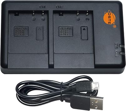 DSTE Rapid Dual Battery Charger Compatible with Panasonic DMW-BCF10E DMW-BCF10 DMW-BCG10 DMW-BCJ13E DMW-BCJ13 Battery
