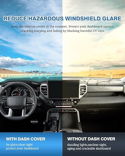 Miniatura 6 de FIILINES - Cubierta para tablero, accesorio para tablero de malla antideslizante, parasol sin reflejos y protector compatible con Toyota Tundra