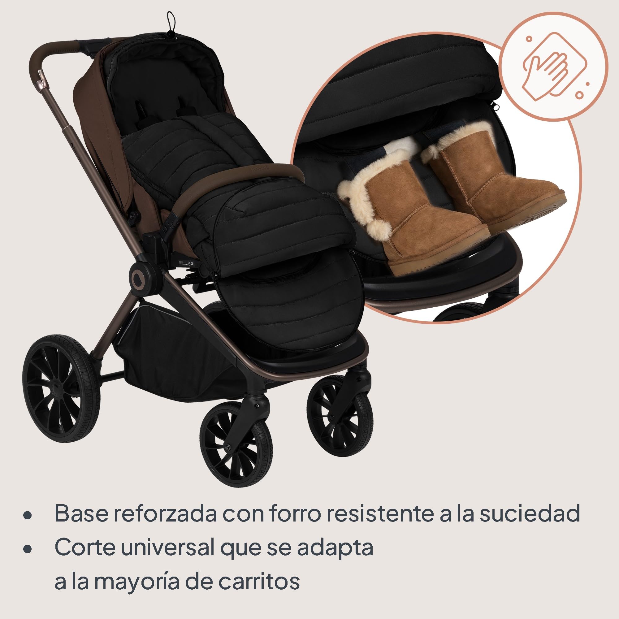 Lionelo Oli saco invierno cochecito universal 2 en 1 para capazo y silla de paseo, saco térmico bebé impermeable, compatible con arnés de 5 puntos, protección térmica para frío intenso