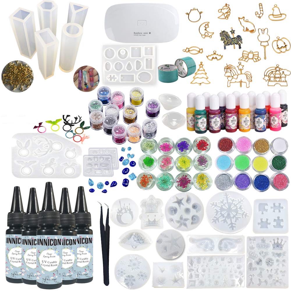 Kit résine époxy complète avec moules silicone et pigments pour bijoux