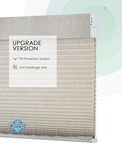 Miniatura 55 de Yoolax Persianas celulares motorizadas compatibles con Alexa, persianas motorizadas opacas inteligentes de panal para ventanas, persianas Color gris