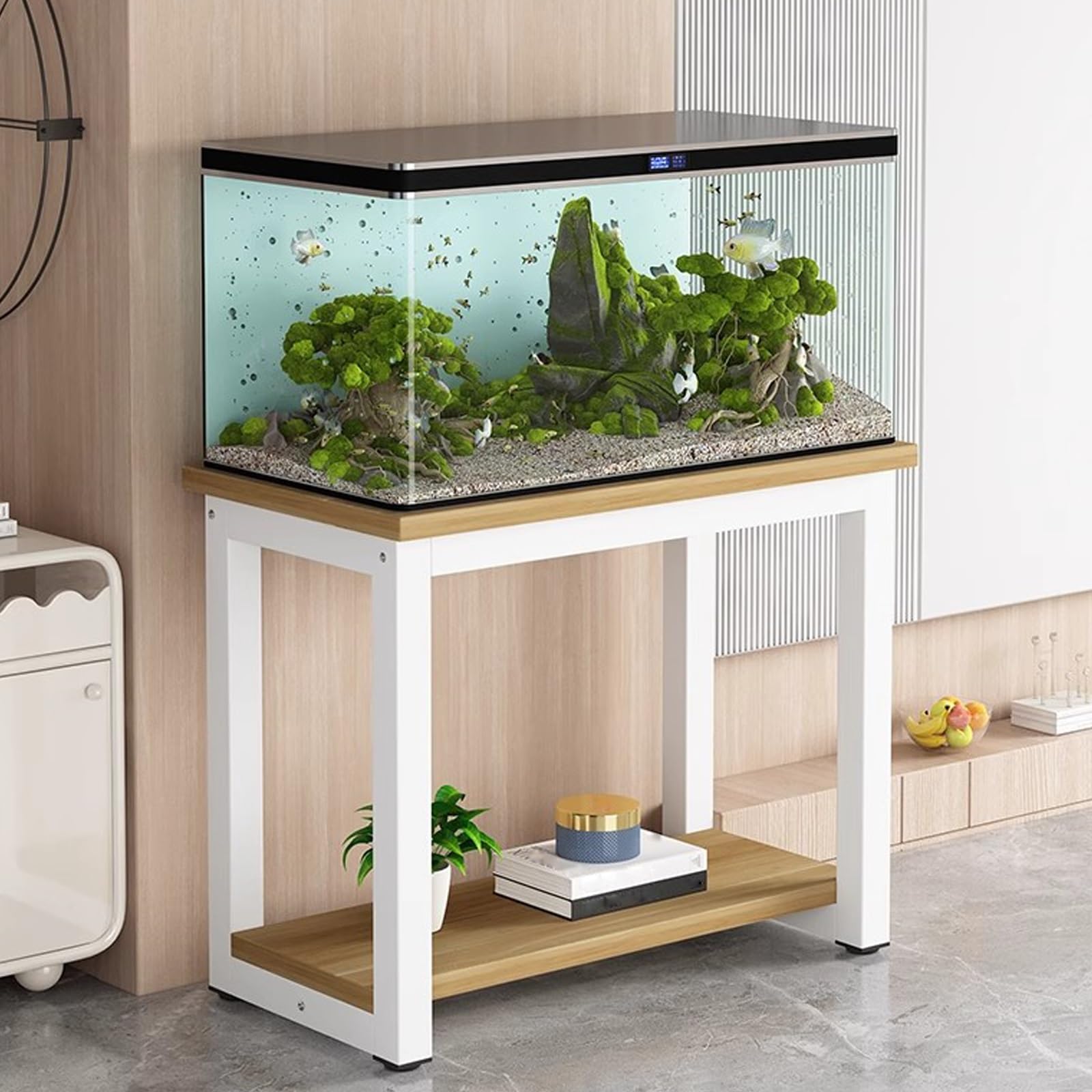 Supporto Multifunzionale per acquari Tropicali - Supporto a Doppio Strato con Telaio in Acciaio Rinforzato, Impermeabile e antiruggine, Ideale per riporre Oggetti in casa e in Ufficio, ripia